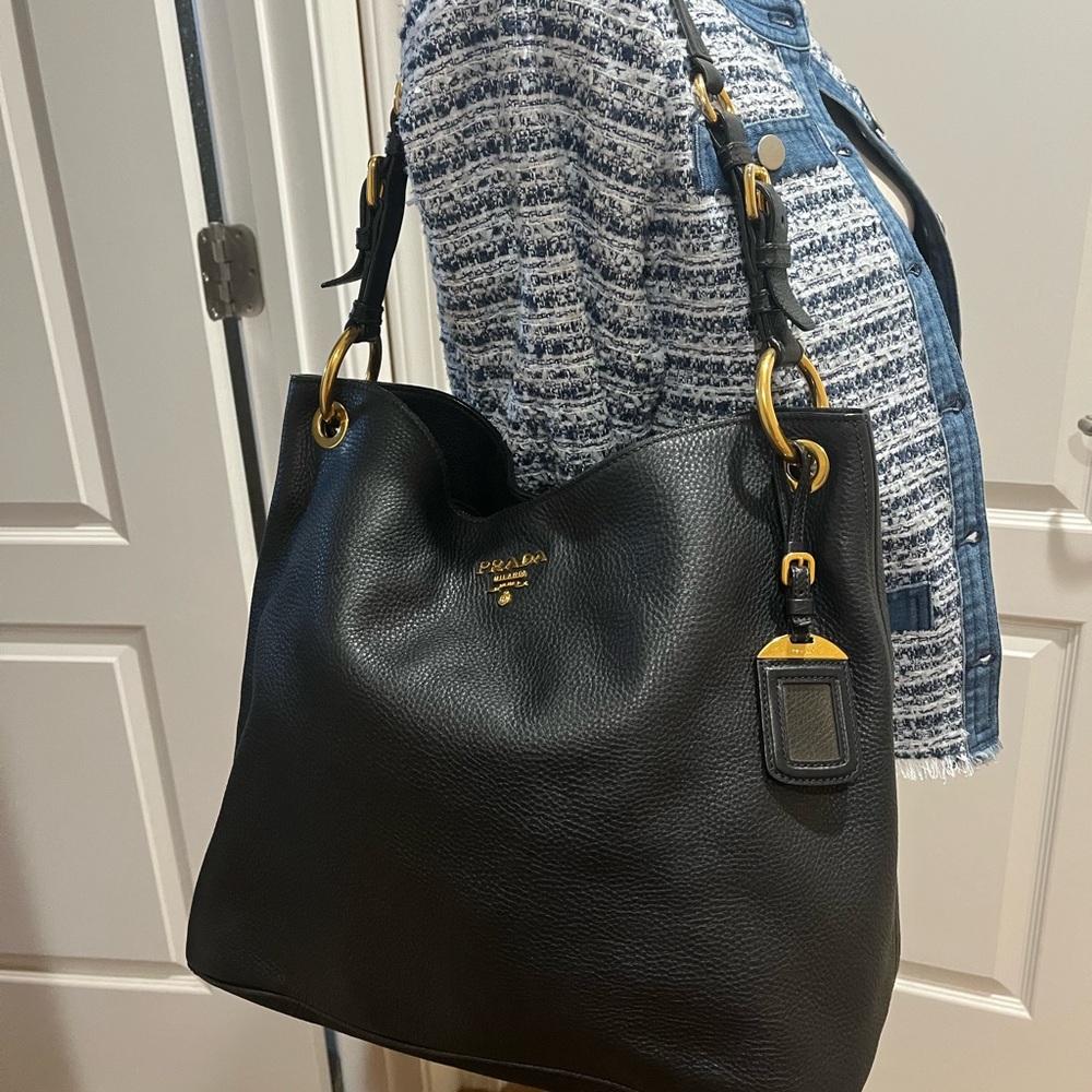 PRADA VITELLO DAINO LEATHER SHOULDER BAG - Picture 16 of 16